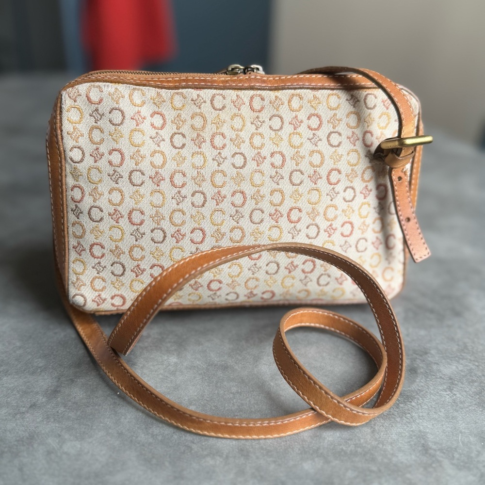 Celine VINTAGE Monogram (Macadam) Crossbody Bag – Tan/Cream - Picture 4 of 9